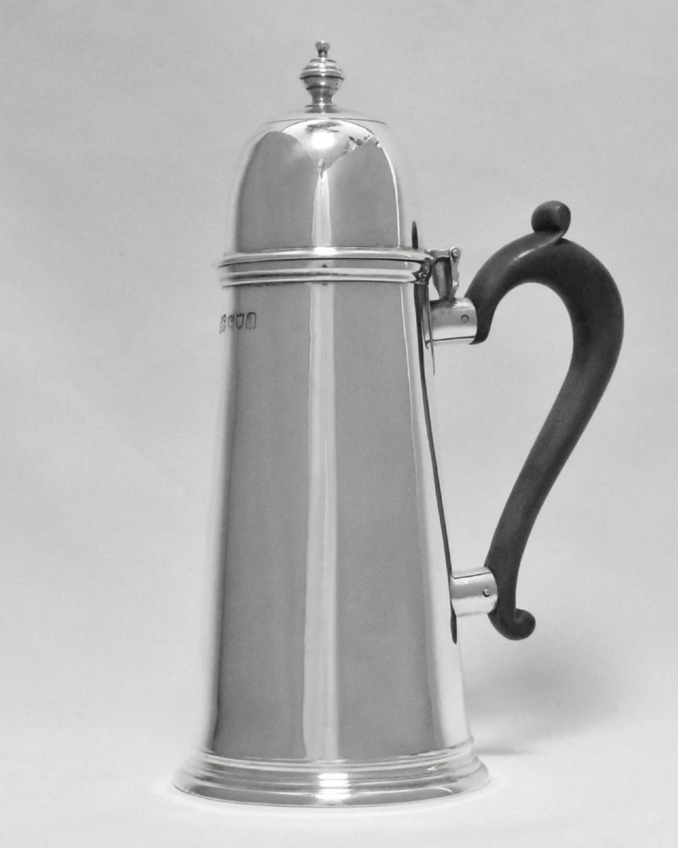 Paire de pots à chocolat en argent sterling de style George I, 1904, Londres, Robert Stewart-photo-5