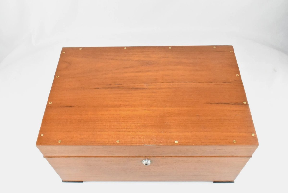 Grande cave à cigares vintage Alfred Dunhill – Coffret en bois avec humidificateur-photo-2