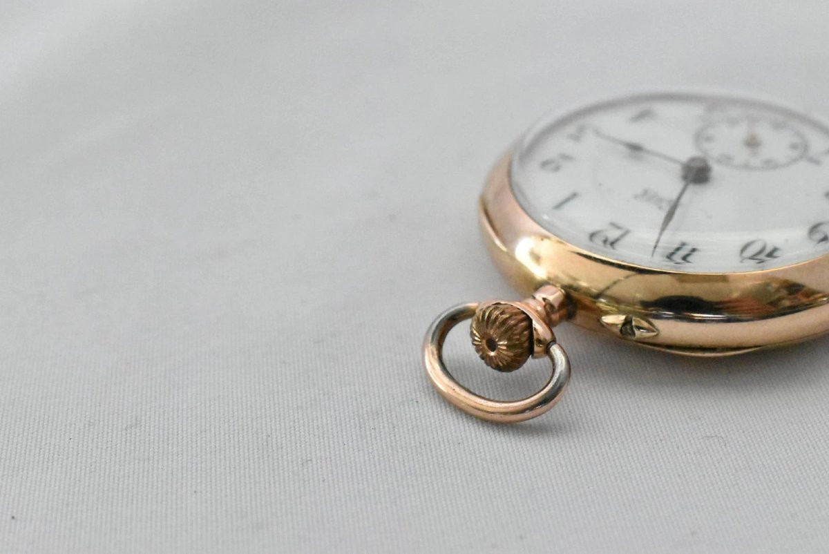 Antique 14ct Gold Louis-ulysse Chopard L.u.c. Open Face Pocket Watch Works Well-photo-1
