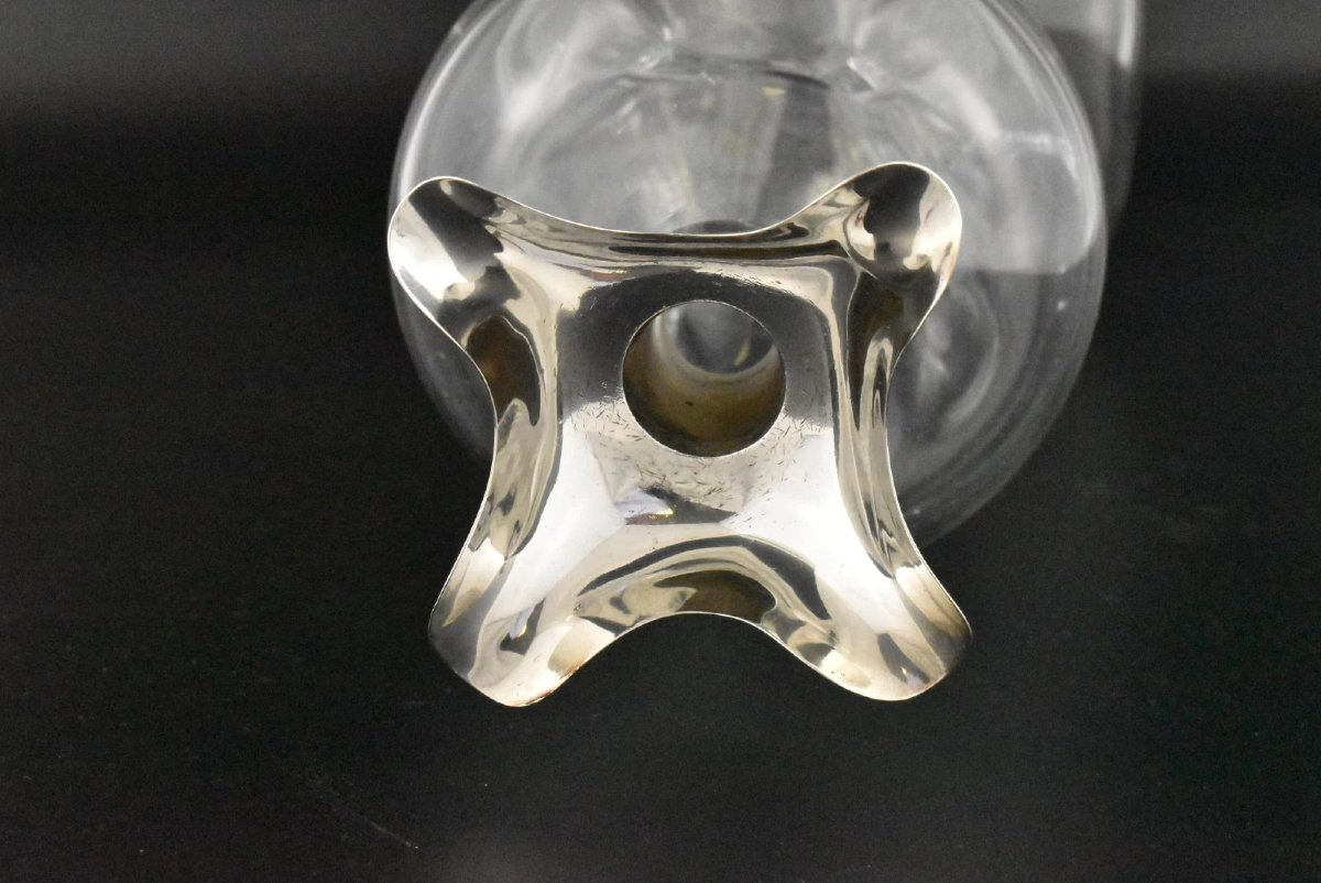 A Large Glug Glug" Decanter 1925 With Silver Top By Hukin & Heath Ltd-photo-3