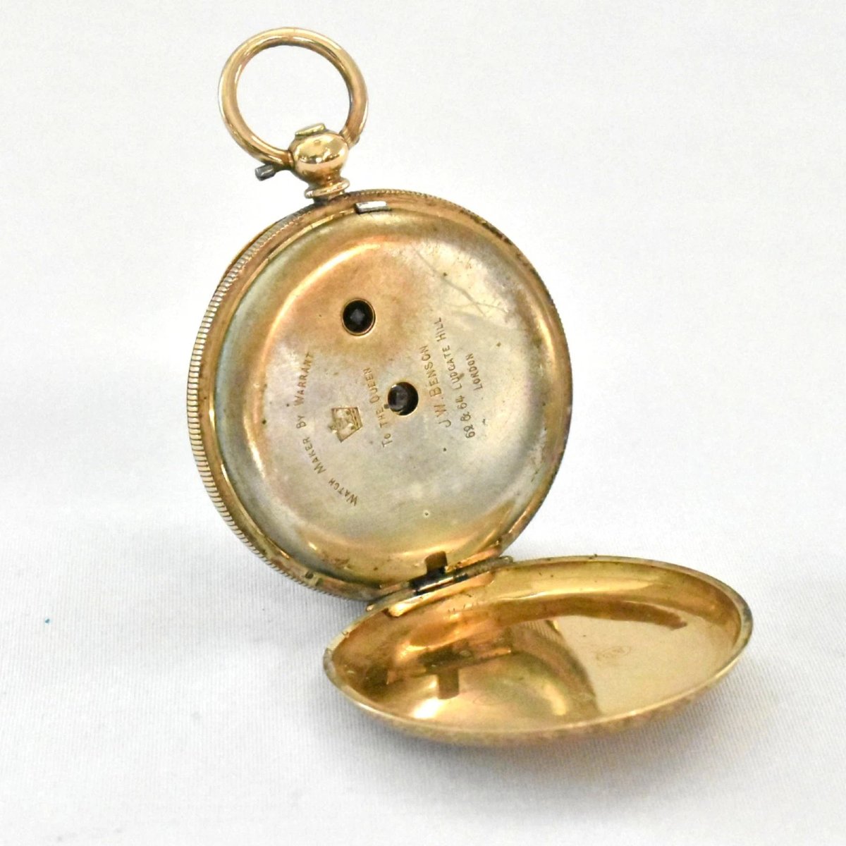 J W Benson 18ct Gold Victorian Fob Watch With Floral Engraving To Face And Back-photo-4