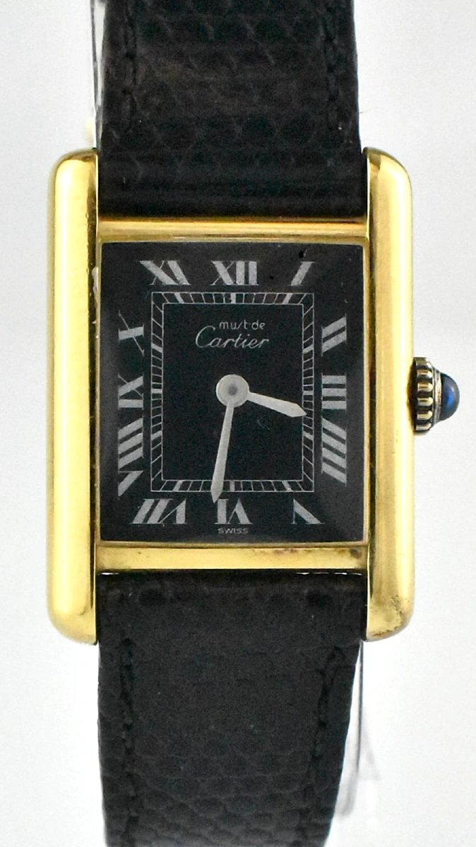 Le Must De Cartier Tank Watch 18ct Gold Plate On Sterling Silver Box & Paperwork-photo-2