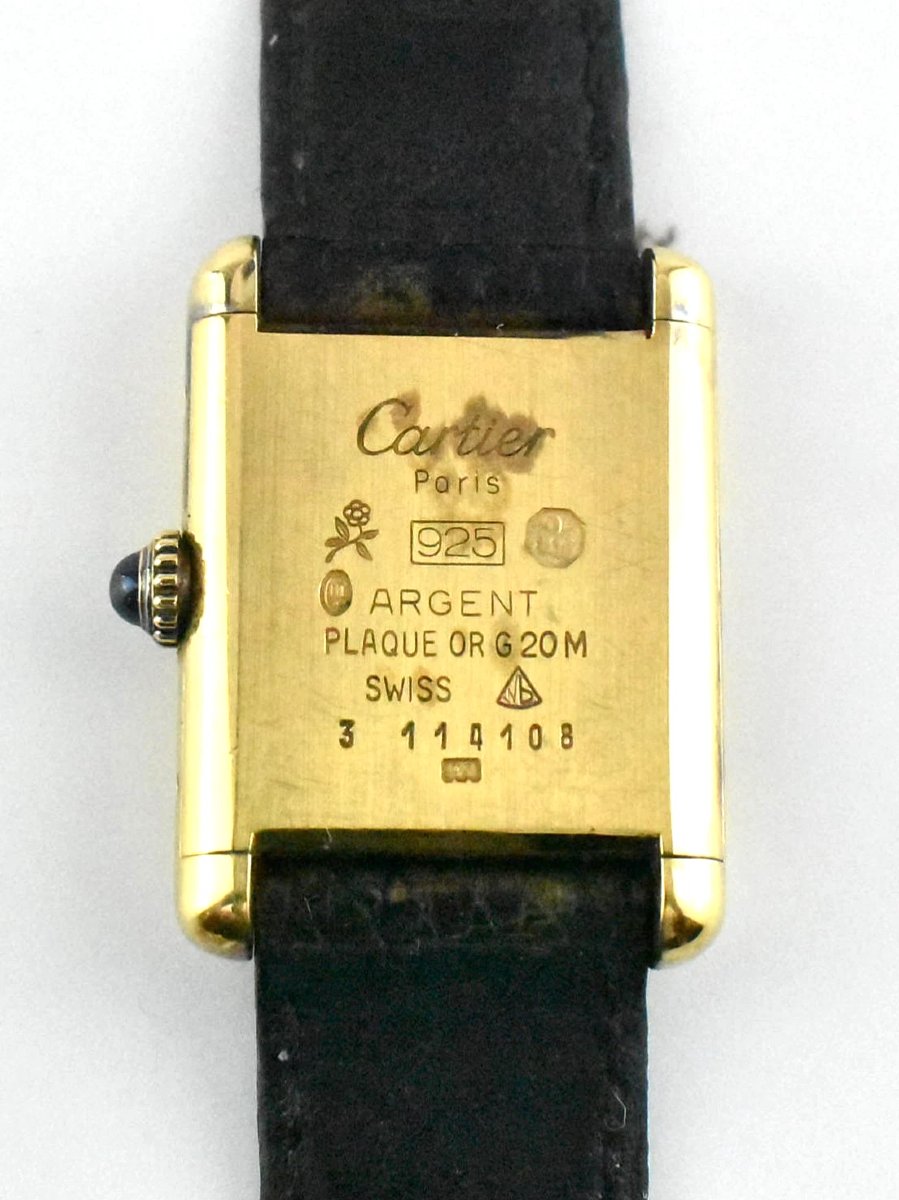 Le Must De Cartier Tank Watch 18ct Gold Plate On Sterling Silver Box & Paperwork-photo-4