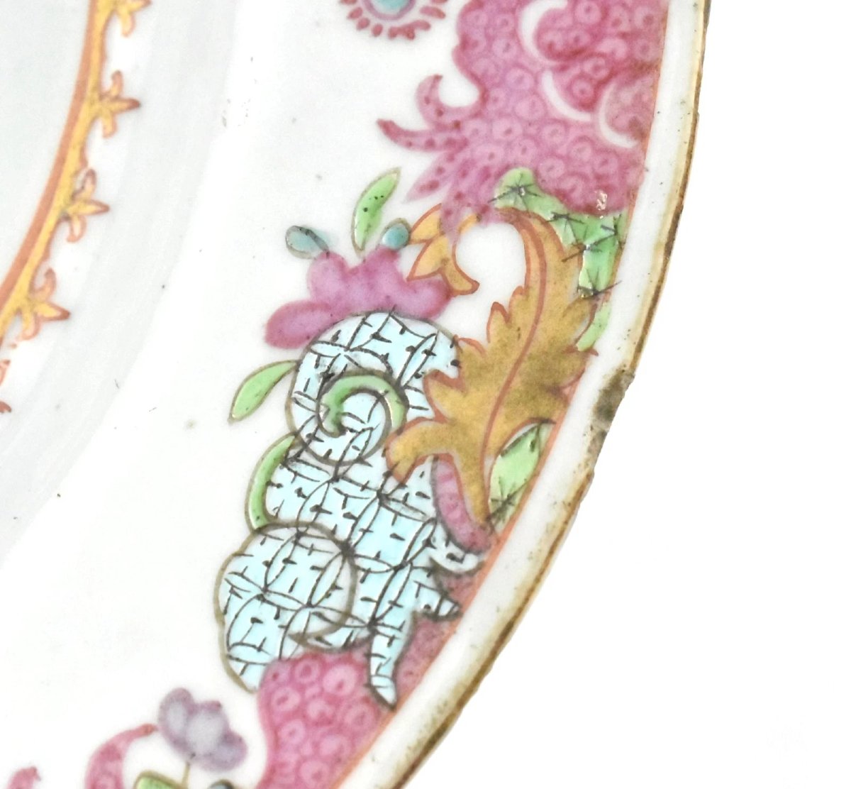 Paire de plats/plats en porcelaine chinoise antique Famille Rose du XVIIIe siècle-photo-3