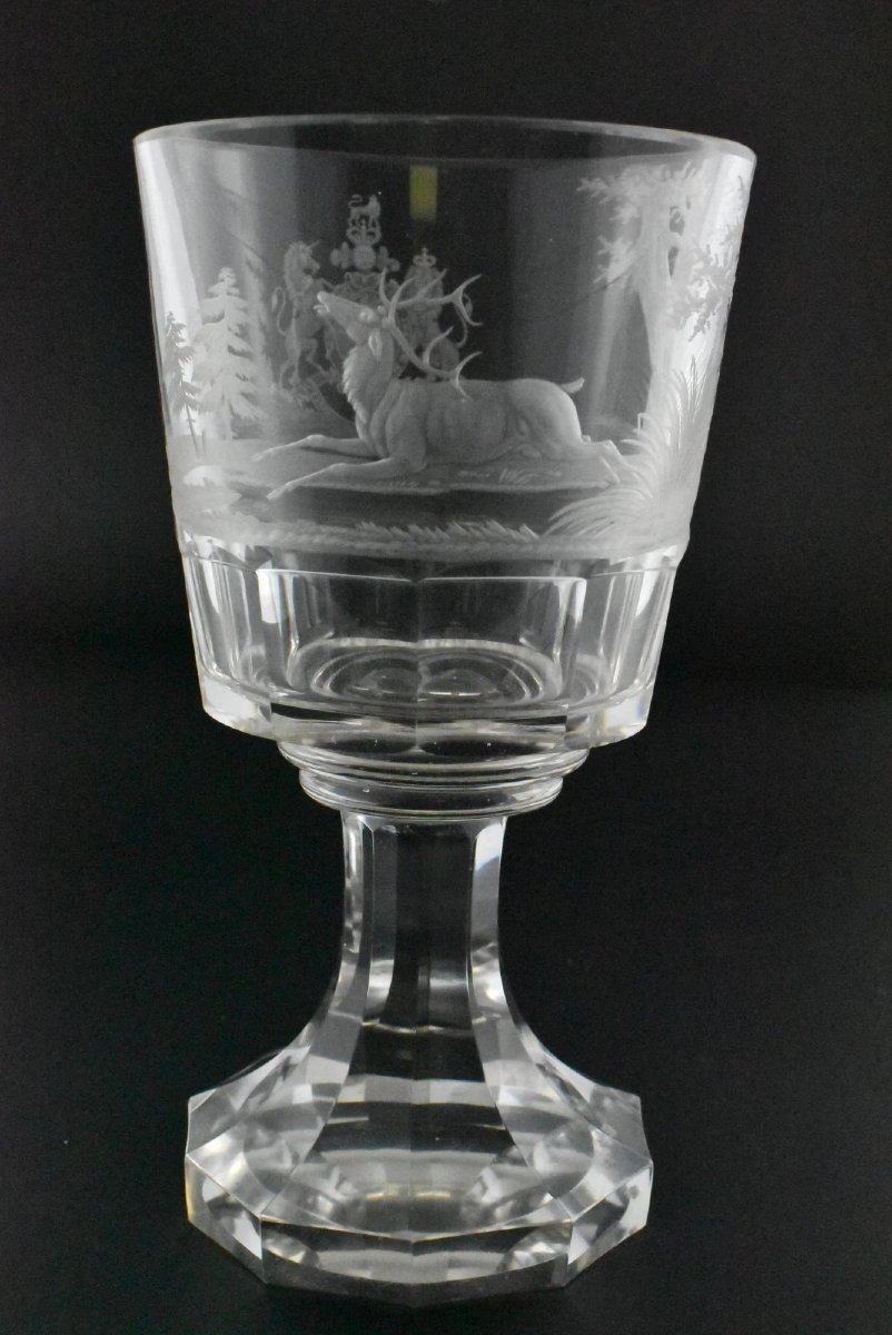 An Antique Engraved Glass Rummer, A Large, Wide-bowled Drinking Glass-photo-2