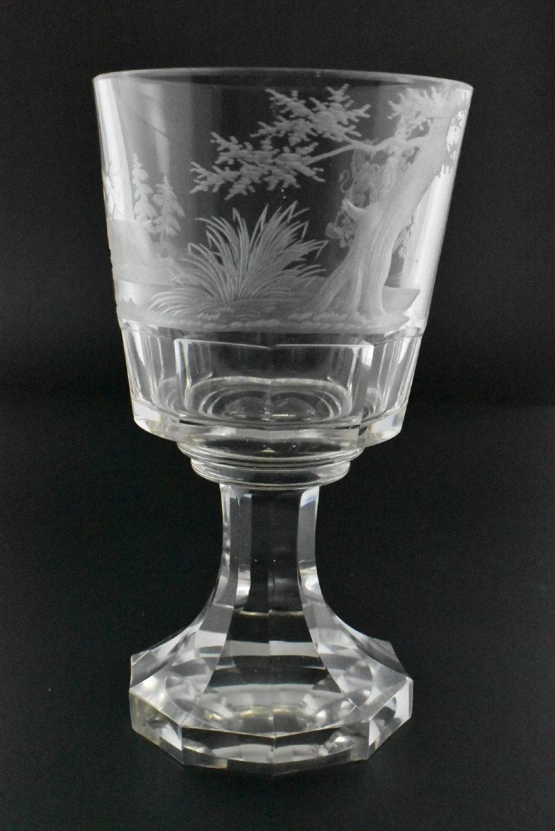 An Antique Engraved Glass Rummer, A Large, Wide-bowled Drinking Glass-photo-3