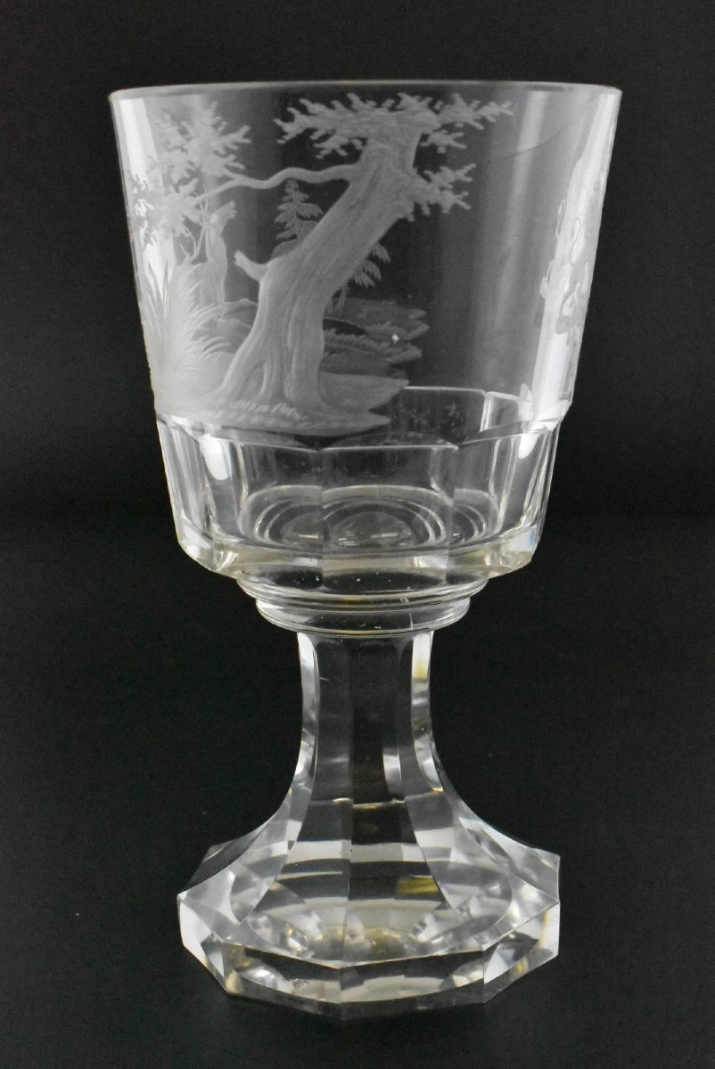 An Antique Engraved Glass Rummer, A Large, Wide-bowled Drinking Glass-photo-4