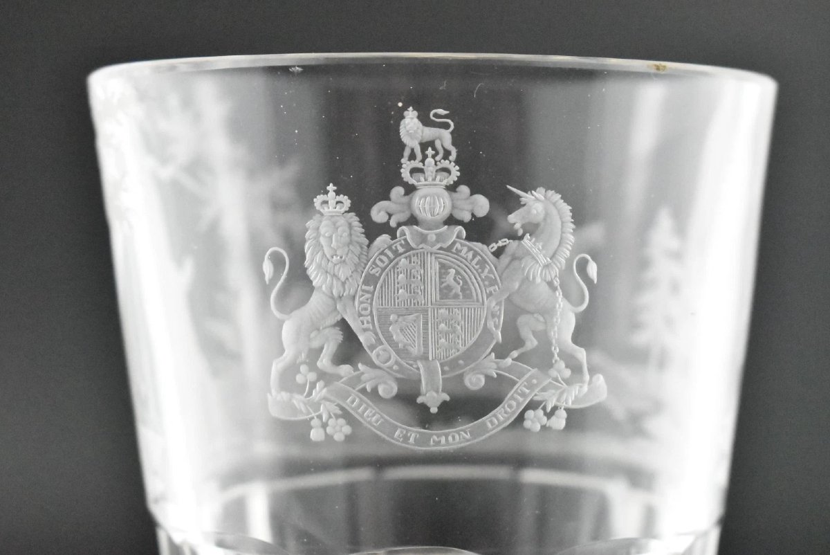 An Antique Engraved Glass Rummer, A Large, Wide-bowled Drinking Glass-photo-2