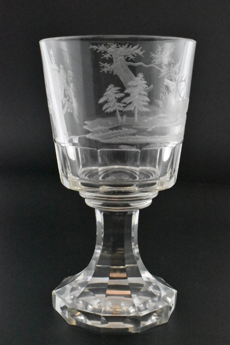 An Antique Engraved Glass Rummer, A Large, Wide-bowled Drinking Glass-photo-3