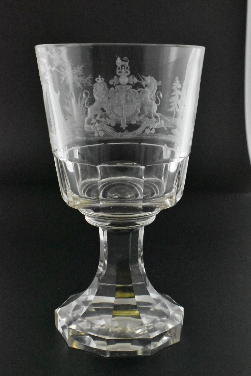 An Antique Engraved Glass Rummer, A Large, Wide-bowled Drinking Glass