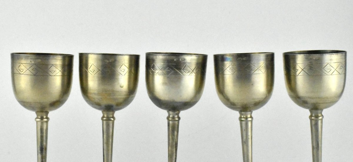 10 Pcs Antique Russian Judaica 875 Silver Kiddush Cups-photo-3