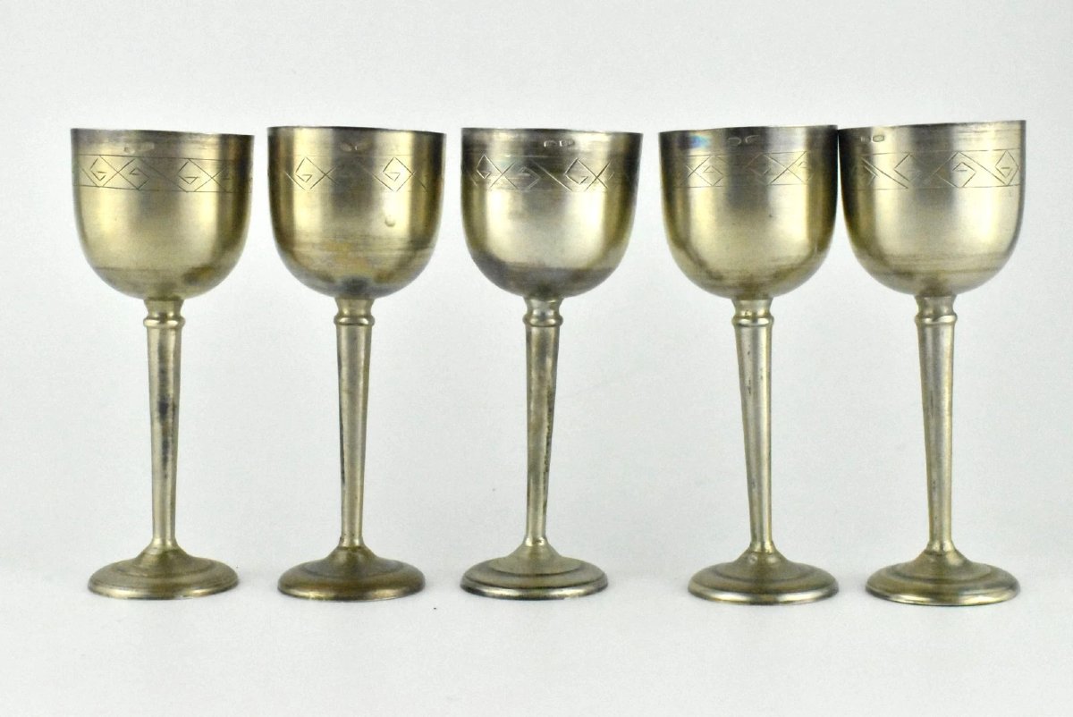 10 Pcs Antique Russian Judaica 875 Silver Kiddush Cups-photo-1