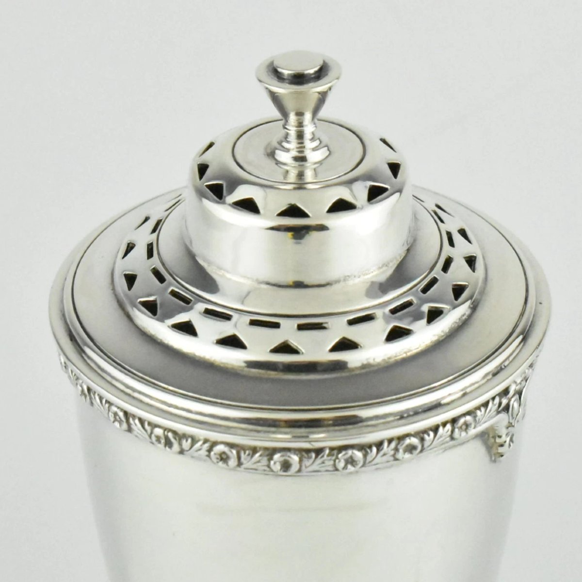 1934 Roberts & Belk Art Deco Solid Silver Polygon Sides Round Top Sugar Shaker-photo-4