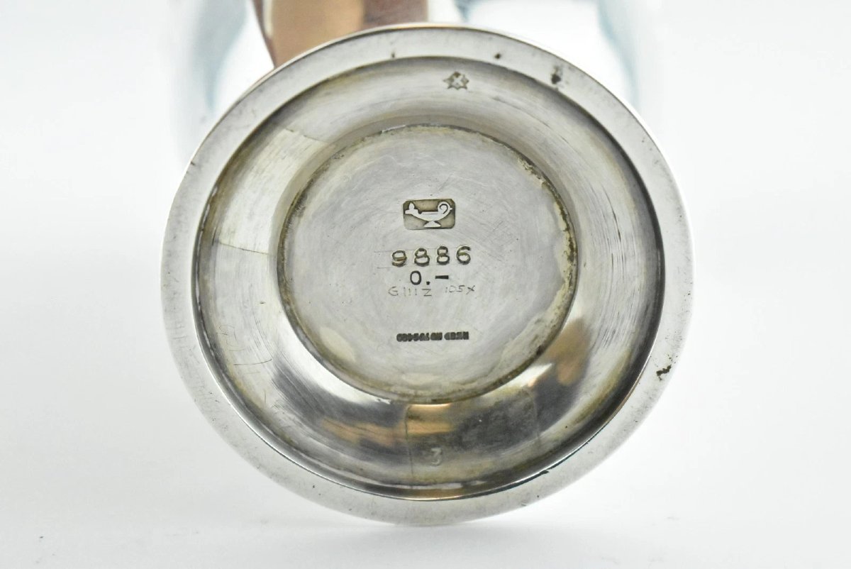 1934 Roberts & Belk Art Deco Solid Silver Polygon Sides Round Top Sugar Shaker-photo-4