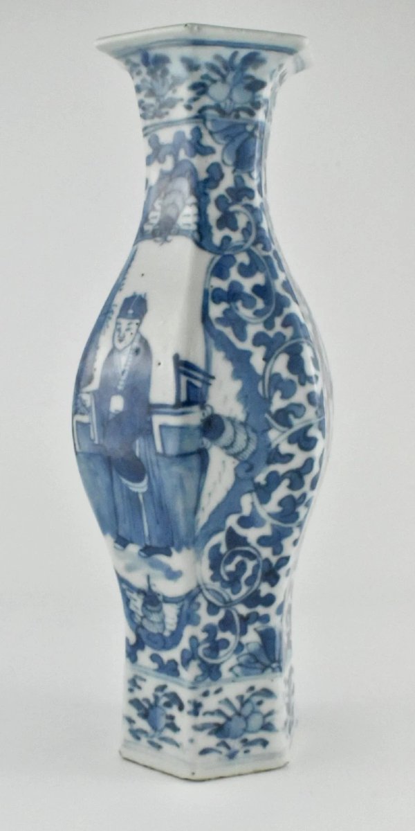 Pair Of Antique Qing Chinese Blue & White Porcelain Vases Kangxi Marks Ca 19thc-photo-6