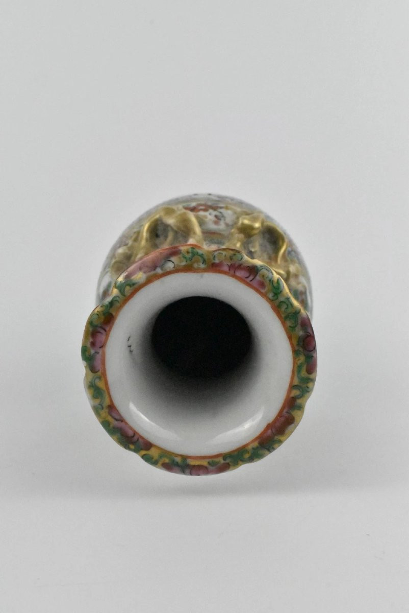Paire de vases peints à la main en porcelaine de Canton, Chine, fin du XIXe siècle-photo-2