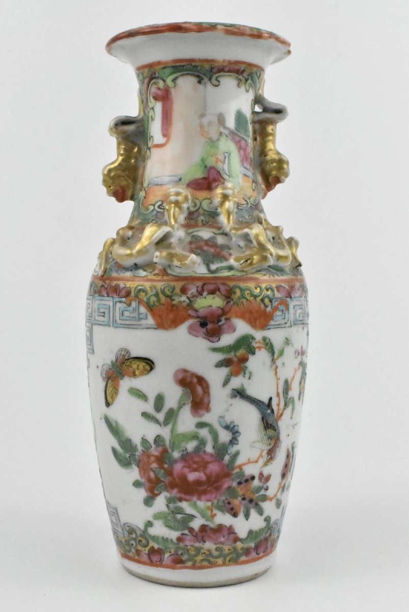 Paire de vases peints à la main en porcelaine de Canton, Chine, fin du XIXe siècle-photo-6