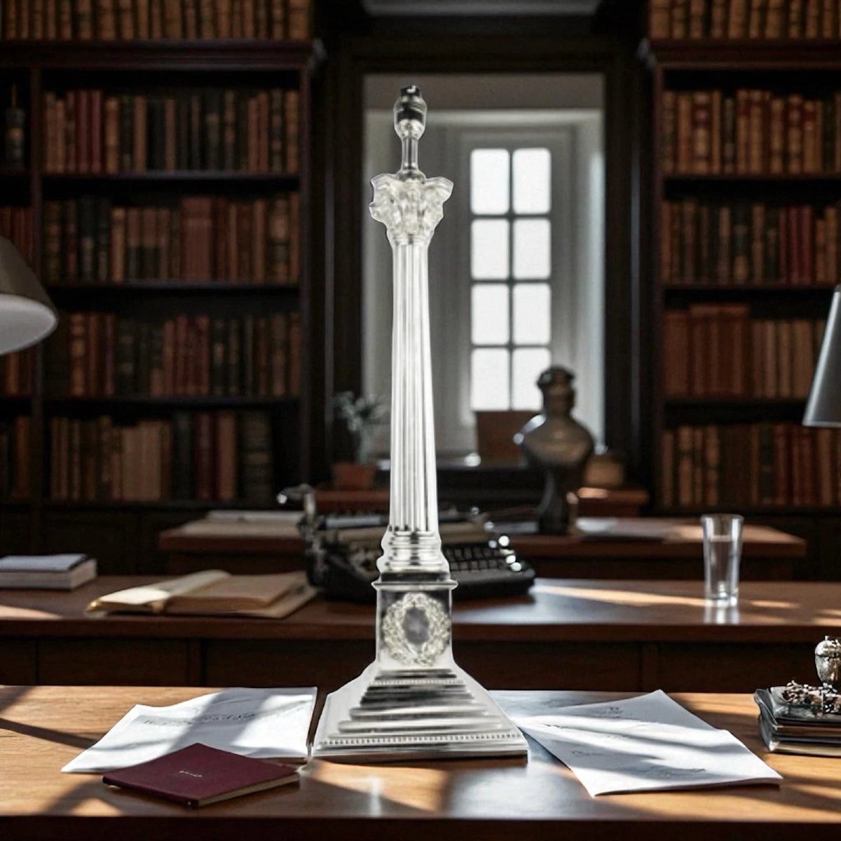 Lampe de table antique victorienne en forme de colonne corinthienne plaquée argent, vers le XIX-photo-3