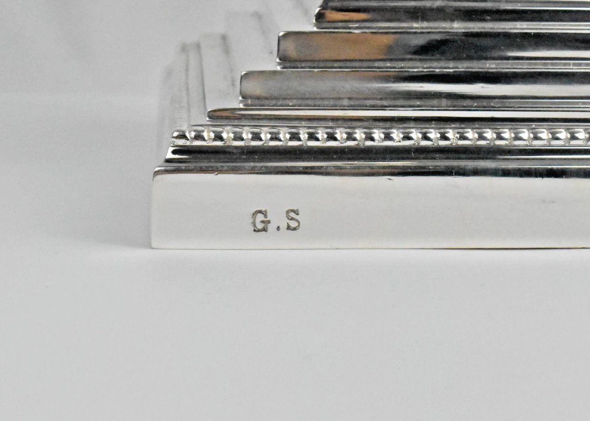 Lampe de table antique victorienne en forme de colonne corinthienne plaquée argent, vers le XIX-photo-6