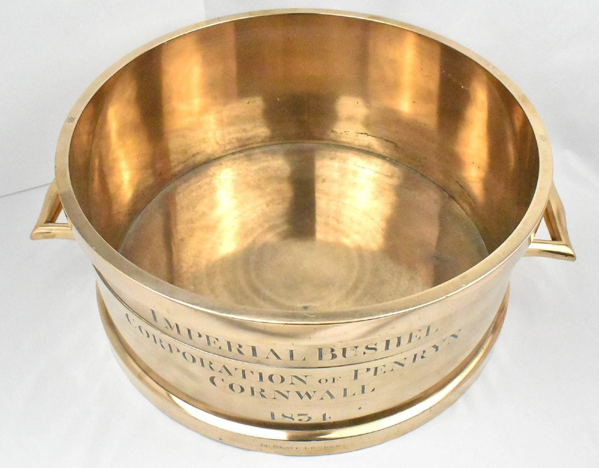 A De Grave London William IV Imperial Bushel Bronze Measure Dated 1834 Cornwall-photo-2