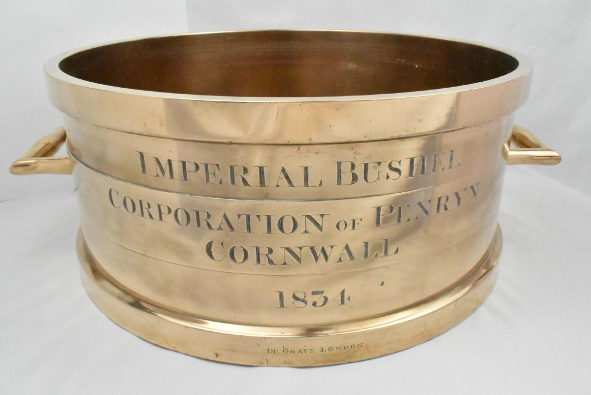 A De Grave London William IV Imperial Bushel Bronze Measure Dated 1834 Cornwall