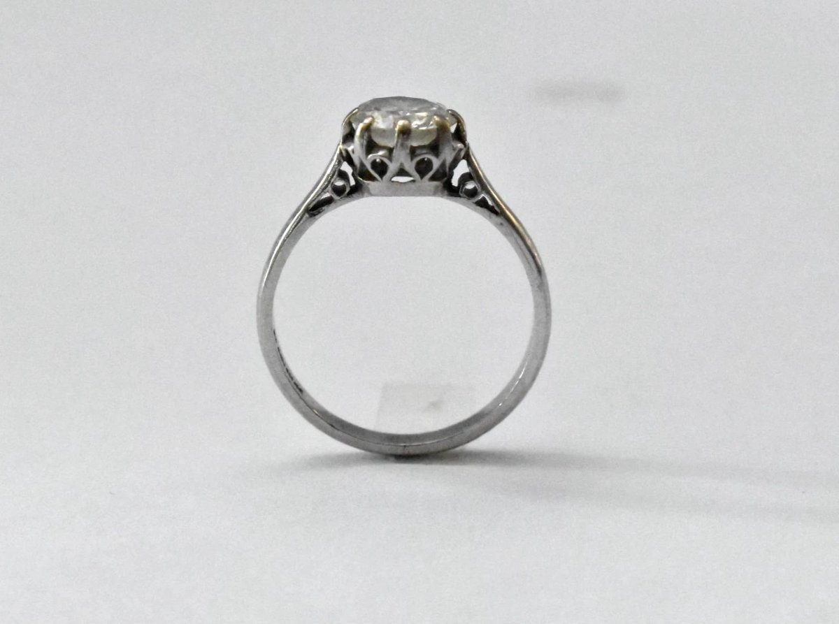 Edwardian Platinum Diamond Solitaire Ring – Old European Cut – 1.25ct –-photo-4