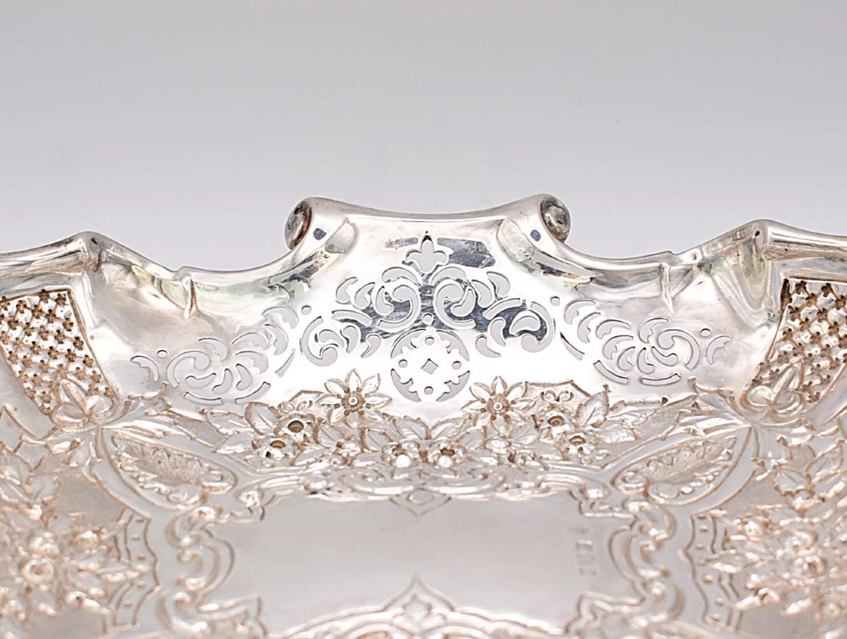 Victorian Solid Silver Pierced Oval Serving Dish – Sheffield 1898 By Martin Hall-photo-2