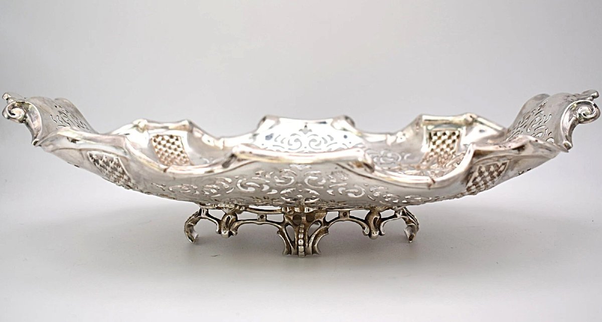 Victorian Solid Silver Pierced Oval Serving Dish – Sheffield 1898 By Martin Hall-photo-5
