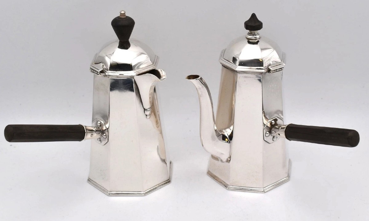 Edwardian Silver Side-handled Coffee Pot & Milk Jug Harrison Brothers & Howson