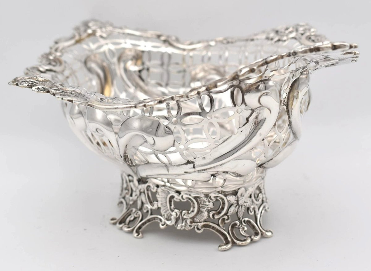 Paire de paniers ovales percés en argent massif de style victorien, William Comyns, Londres, 18-photo-4