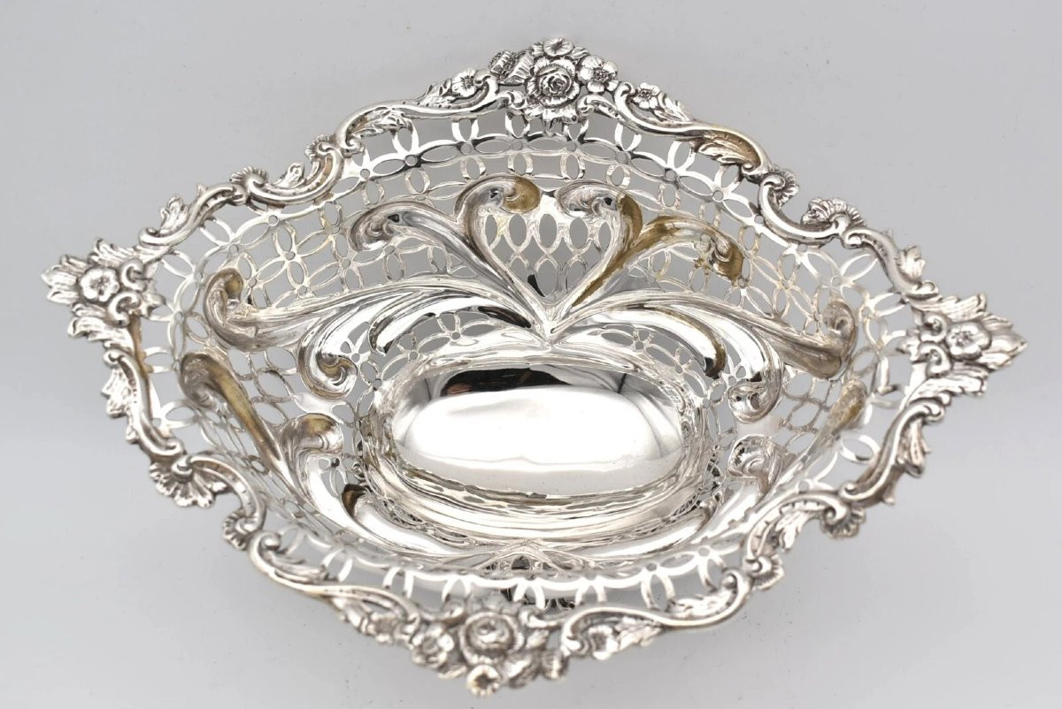 Paire de paniers ovales percés en argent massif de style victorien, William Comyns, Londres, 18-photo-2
