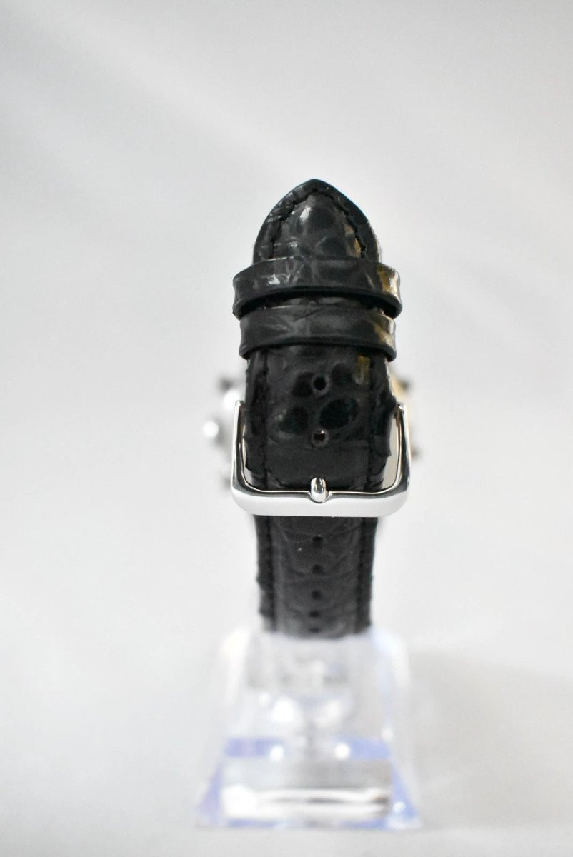 Montre-bracelet chronographe à triple calendrier vintage des années 1940, Valjoux 72, acier, 35-photo-3