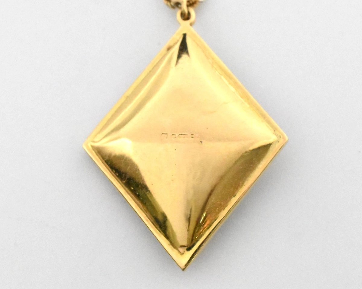 Pendentif en or 18 carats et diamants avec chaîne bicolore en or 14 carats, années 1960-photo-1
