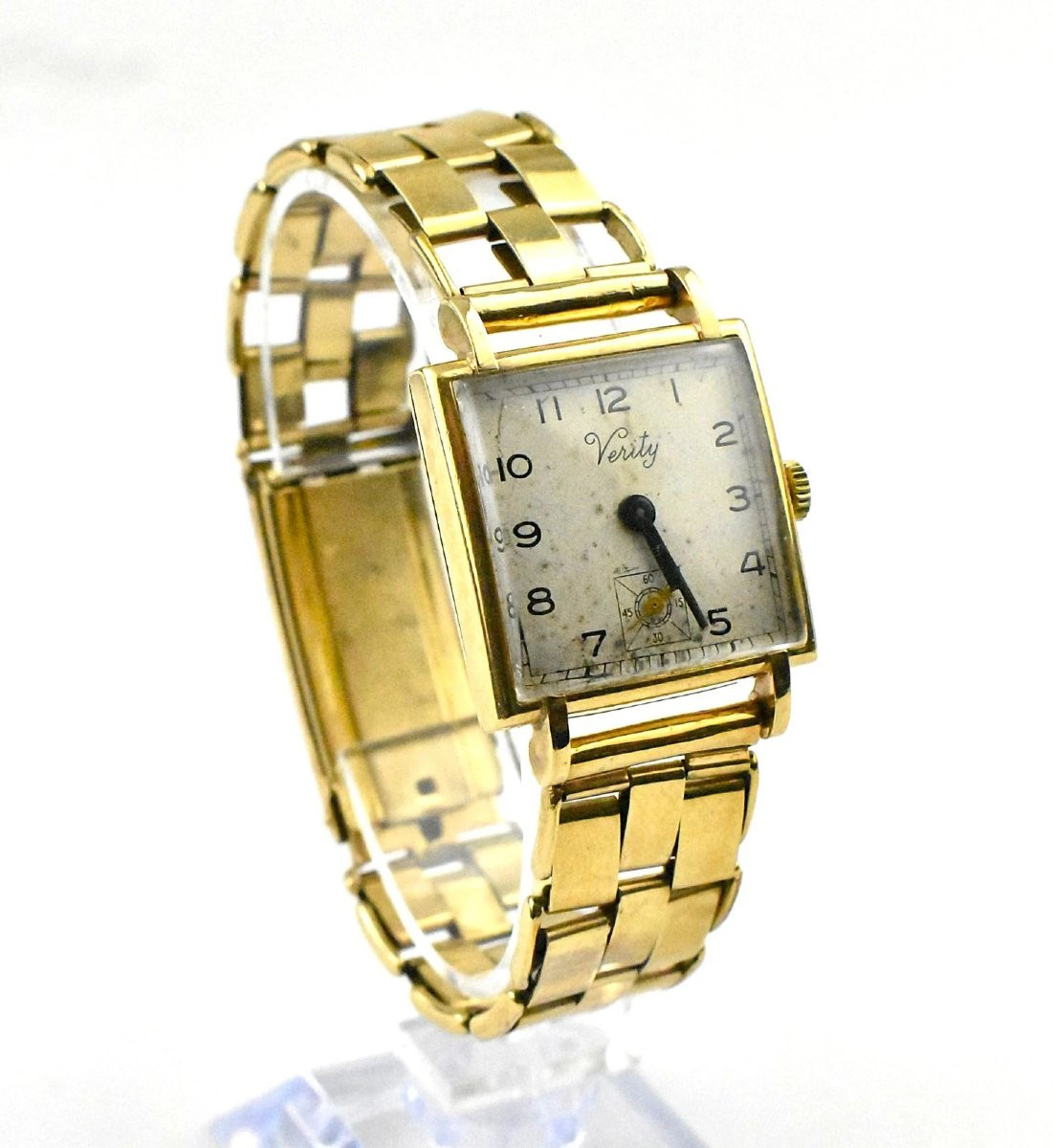 Montre-bracelet vintage pour homme H.G & S Verity, cadran carré plaqué or, bracelet inclus-photo-2