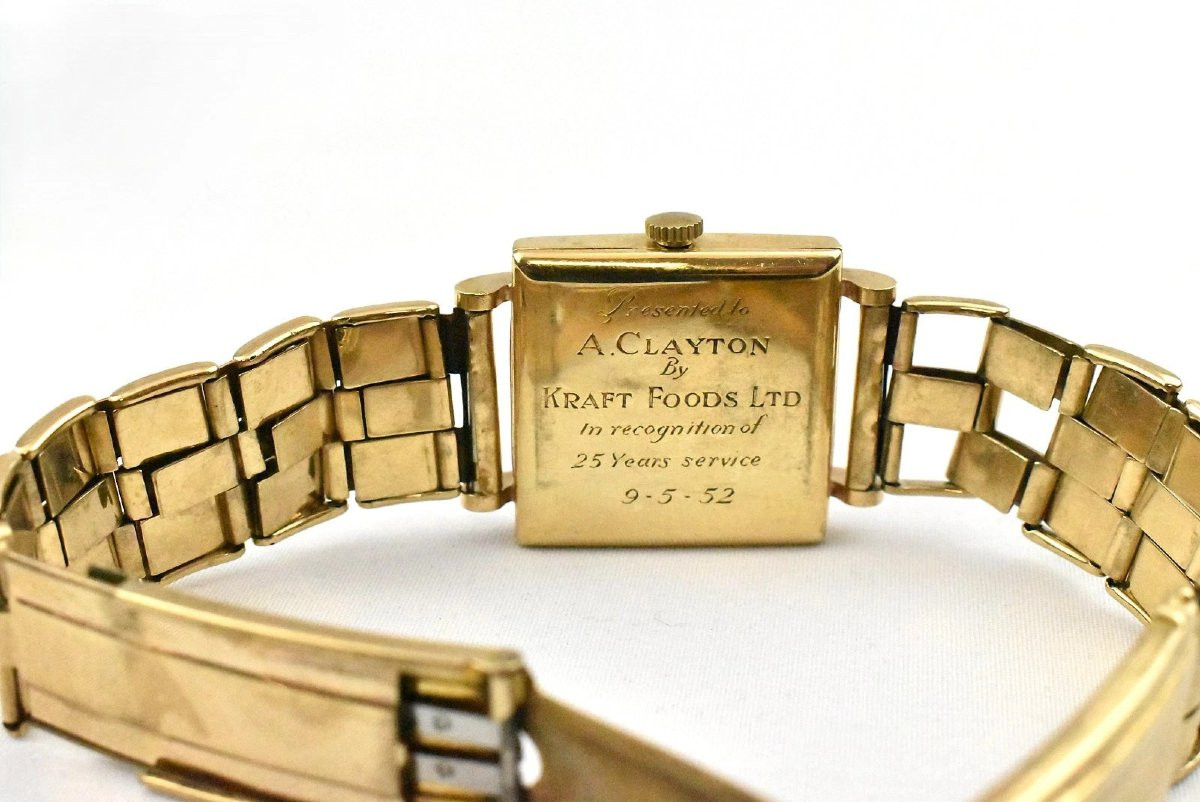 Montre-bracelet vintage pour homme H.G & S Verity, cadran carré plaqué or, bracelet inclus-photo-4