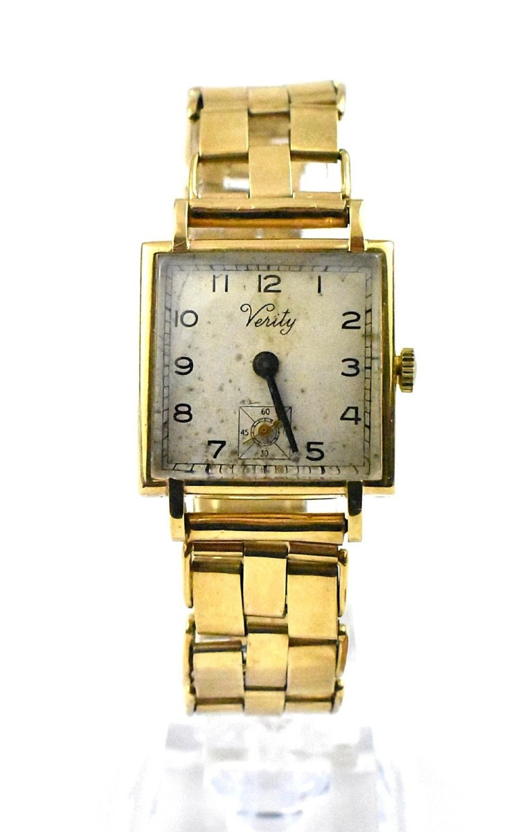 Montre-bracelet vintage pour homme H.G & S Verity, cadran carré plaqué or, bracelet inclus