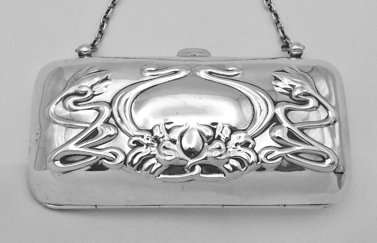 Bourse en argent massif de Birmingham, 1906, style Art Nuovo-photo-2