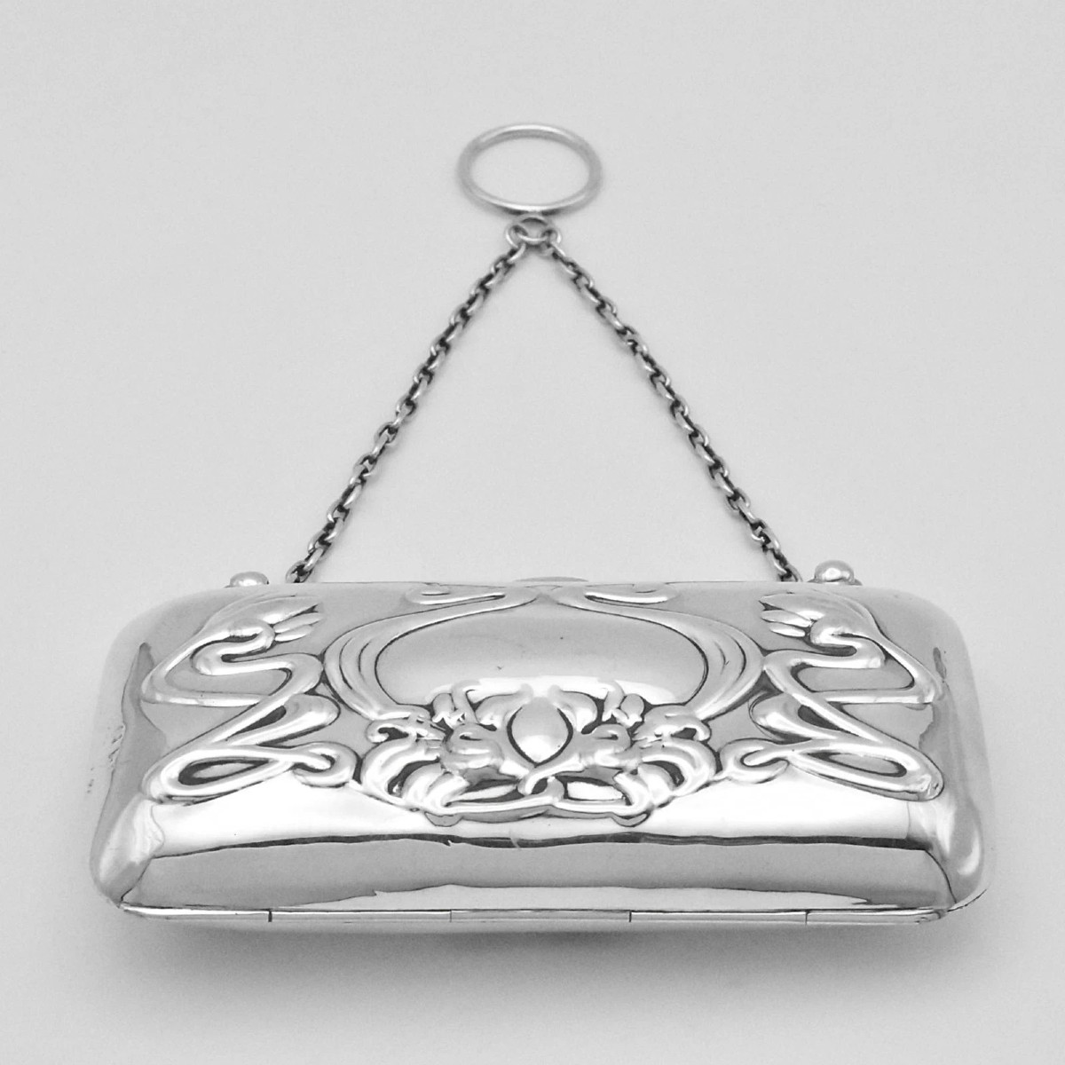 Bourse en argent massif de Birmingham, 1906, style Art Nuovo