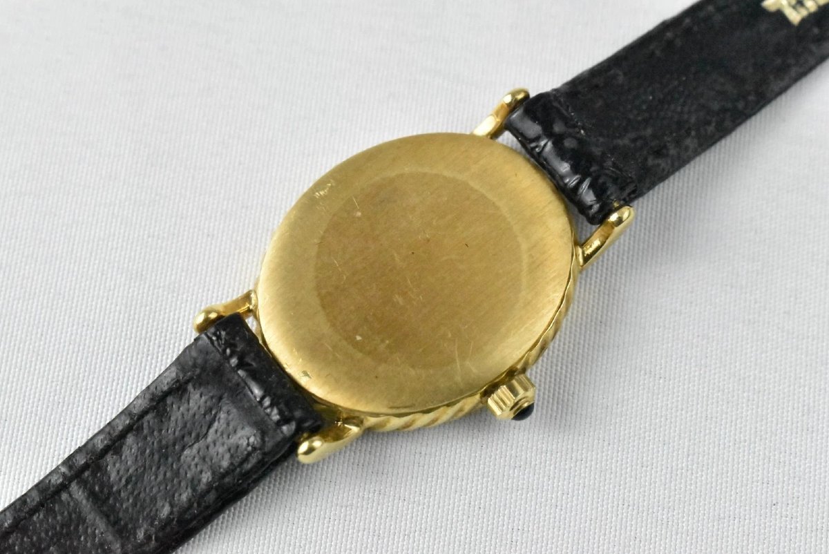 Montre-bracelet Tissot Quartz pour femme, vintage, en or 18 carats, onyx noir et diamants-photo-3