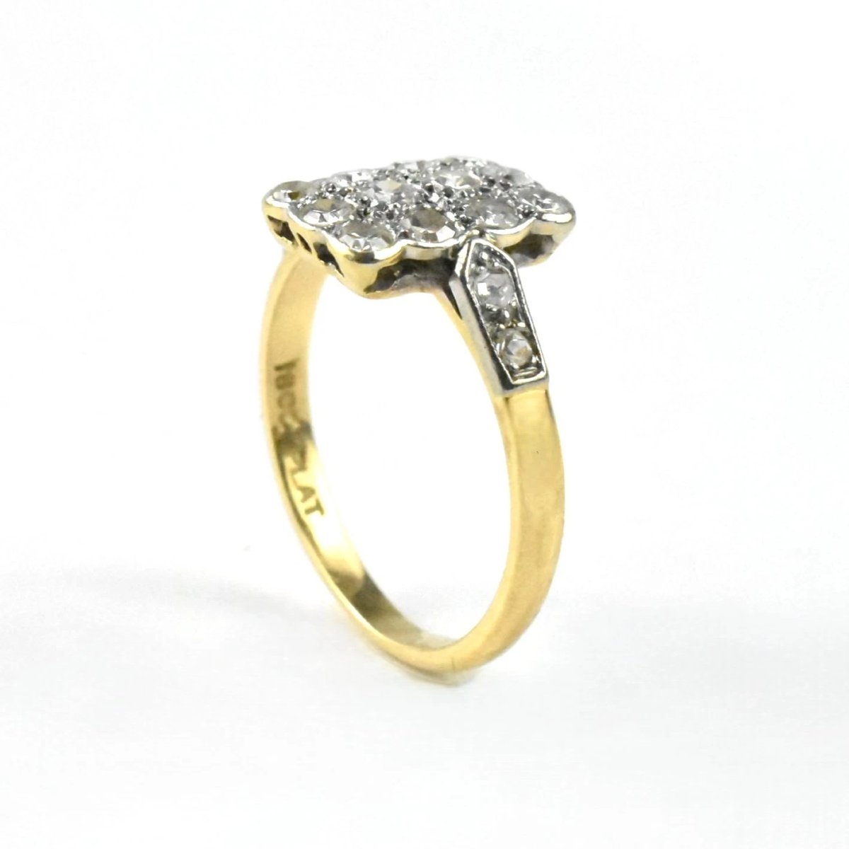Bague ancienne de style édouardien sertie de diamants rectangulaires en or 18 carats et platine-photo-3