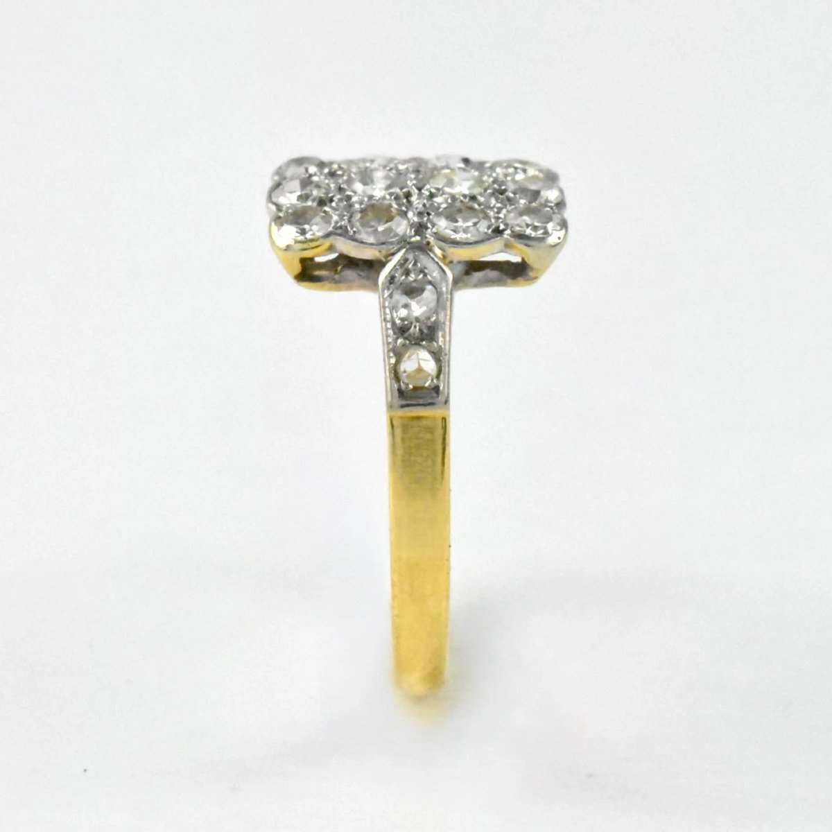 Bague ancienne de style édouardien sertie de diamants rectangulaires en or 18 carats et platine-photo-5