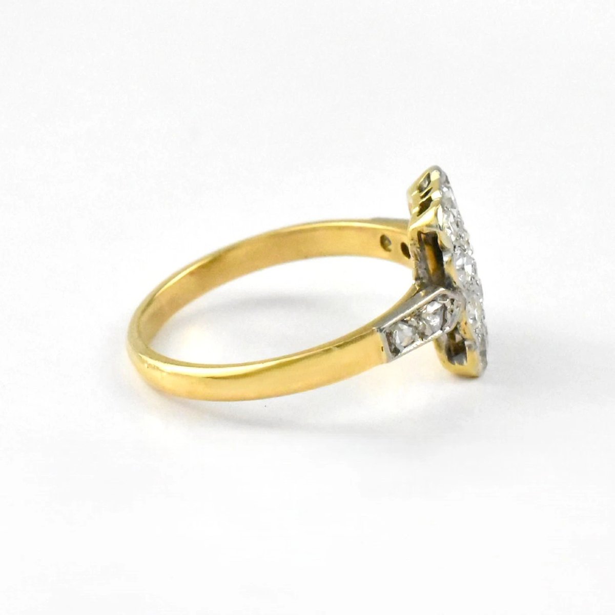Bague ancienne de style édouardien sertie de diamants rectangulaires en or 18 carats et platine-photo-6