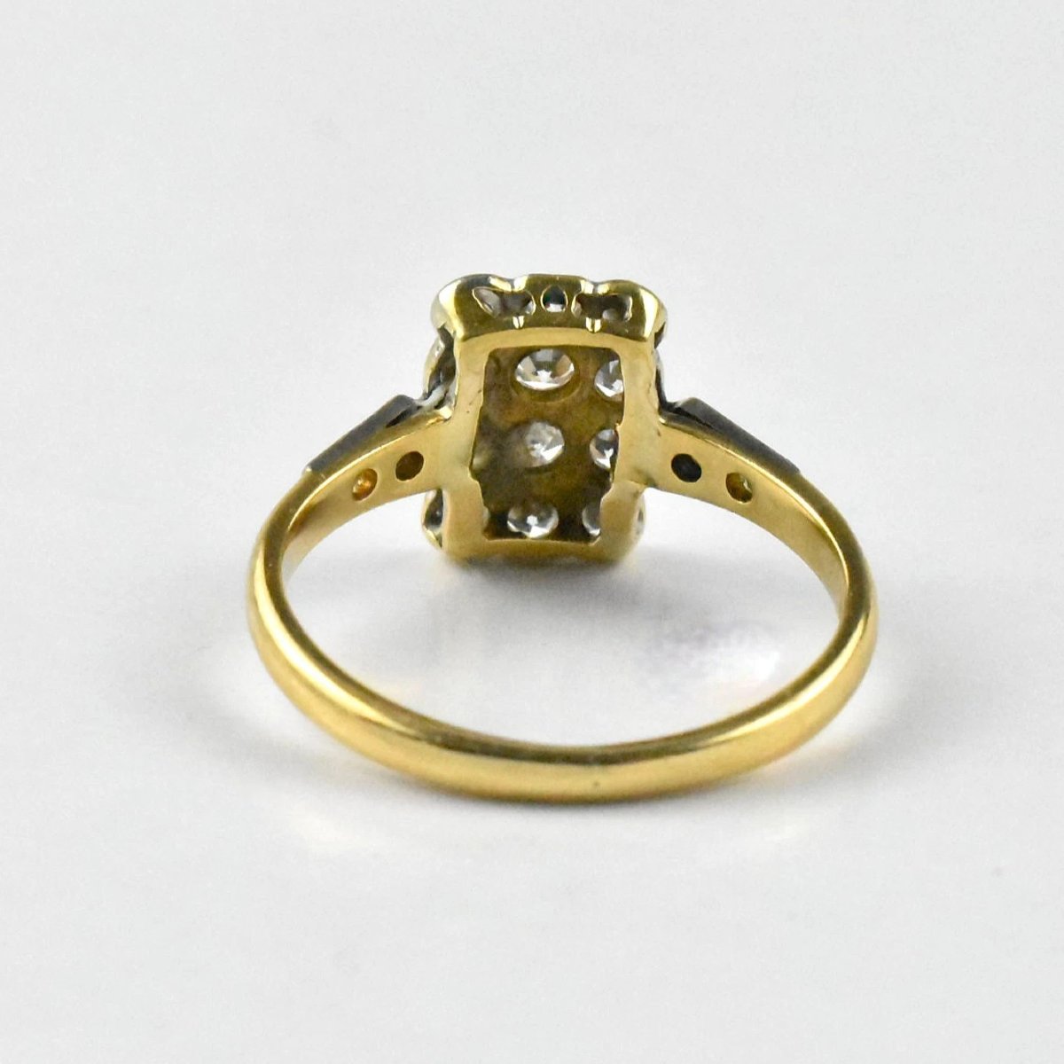 Bague ancienne de style édouardien sertie de diamants rectangulaires en or 18 carats et platine-photo-7