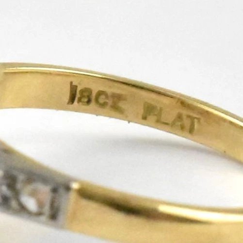 Bague ancienne de style édouardien sertie de diamants rectangulaires en or 18 carats et platine-photo-8