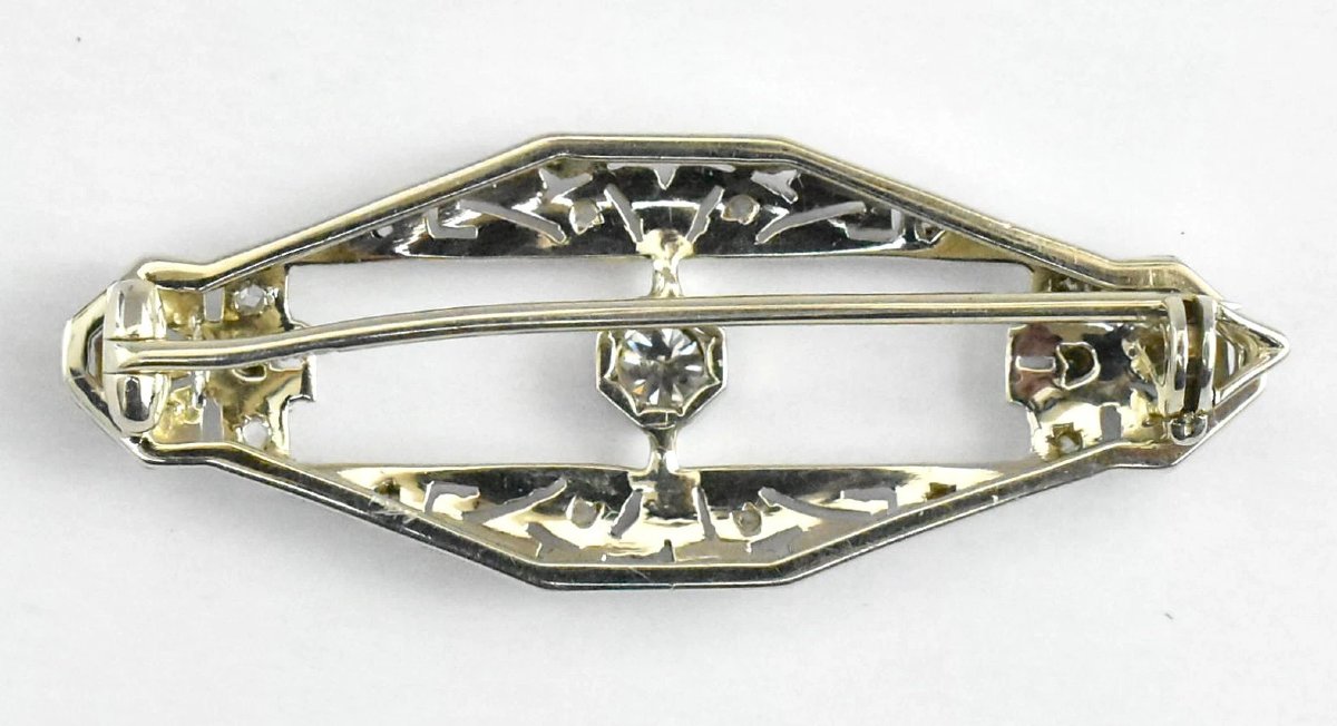 Antique 1920s Art Deco Platinum & Diamond Brooch-photo-2