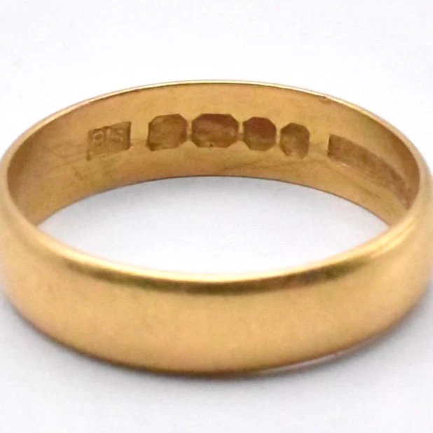 Alliance vintage en or jaune 22 carats, Bravingtons, taille Q½, milieu du XXe siècle (années 19-photo-4