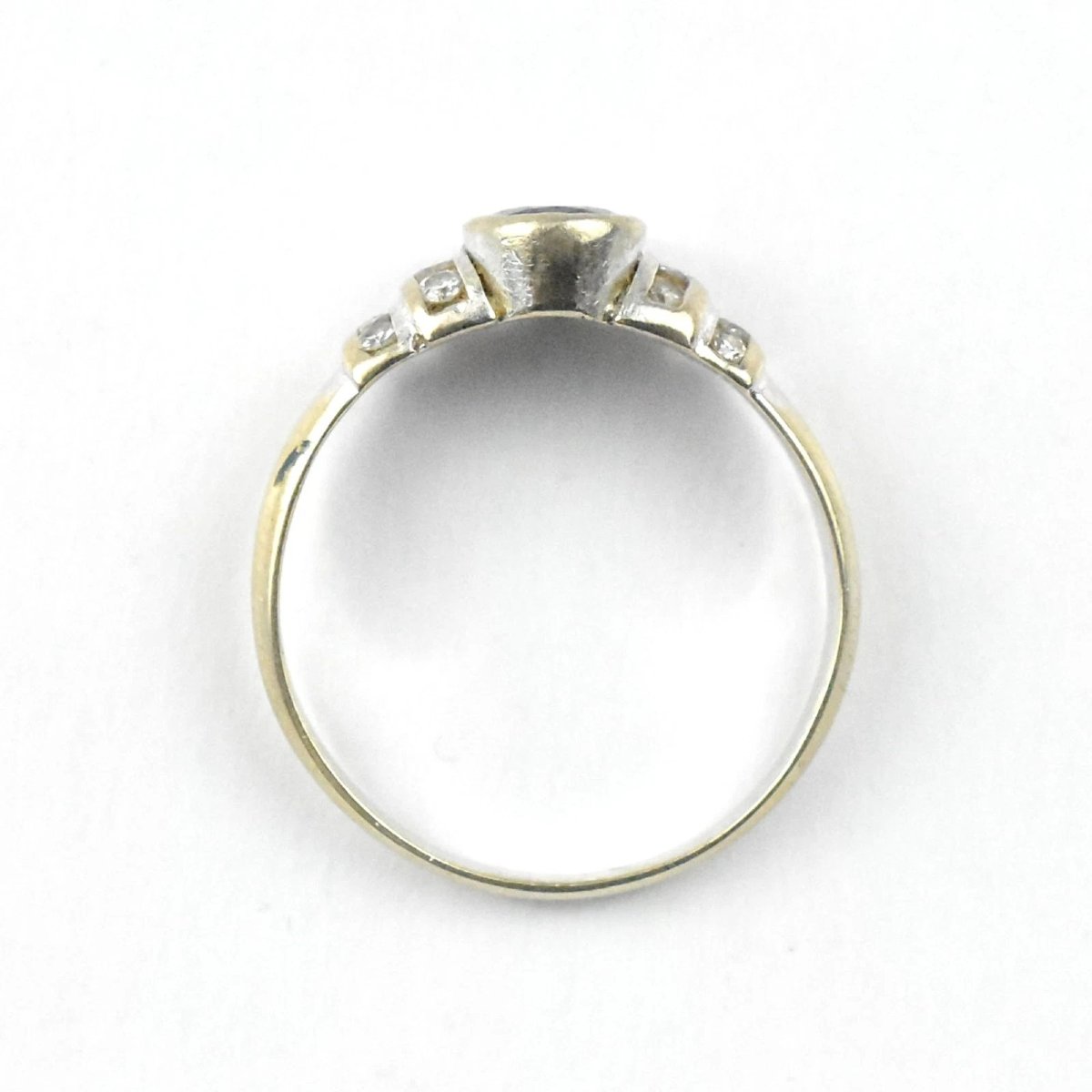 Vintage 14ct Gold Sapphire & Diamond Cluster Ring Mid Century Size P½-photo-1