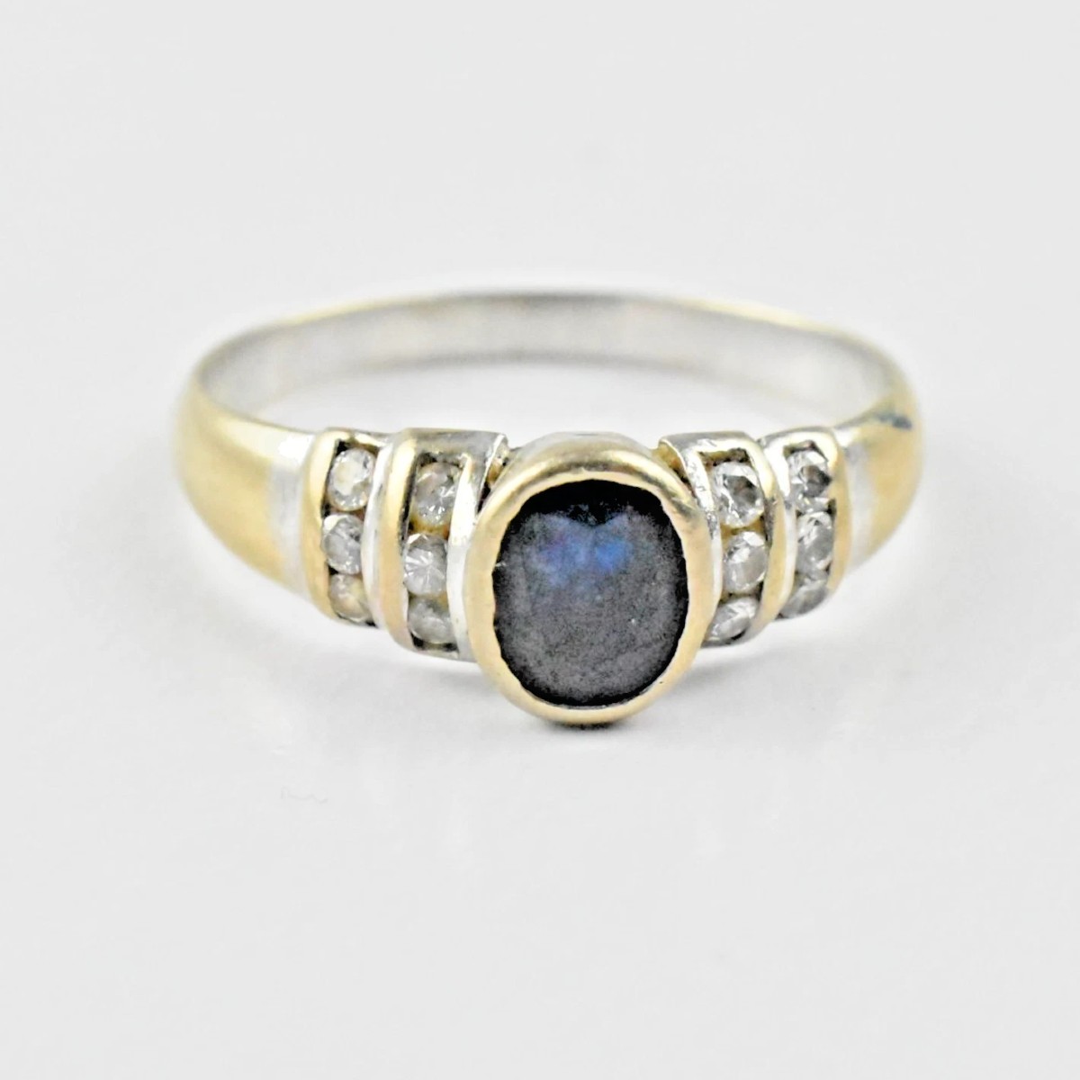 Vintage 14ct Gold Sapphire & Diamond Cluster Ring Mid Century Size P½