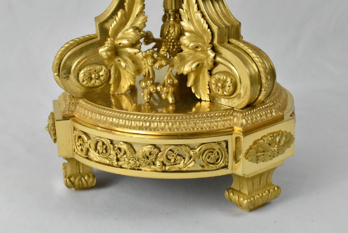  Huge Henry Dasson French Gilt Bronze Clock Set & 10 Light Canelabras-photo-3