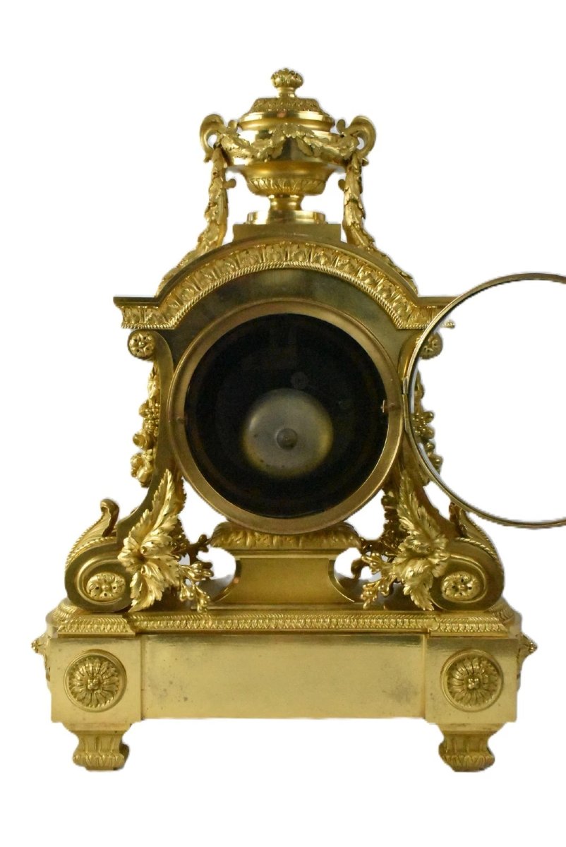  Huge Henry Dasson French Gilt Bronze Clock Set & 10 Light Canelabras-photo-5